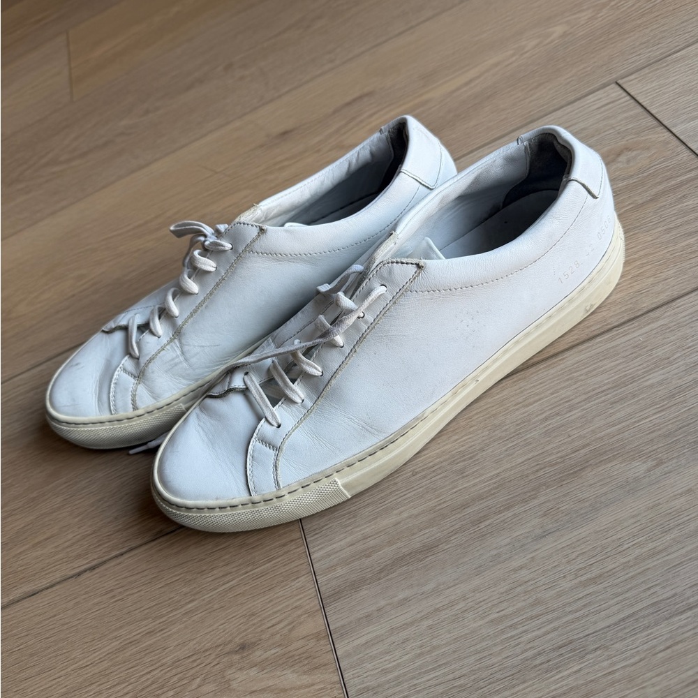 Men's Common Project White Leather Sneakers